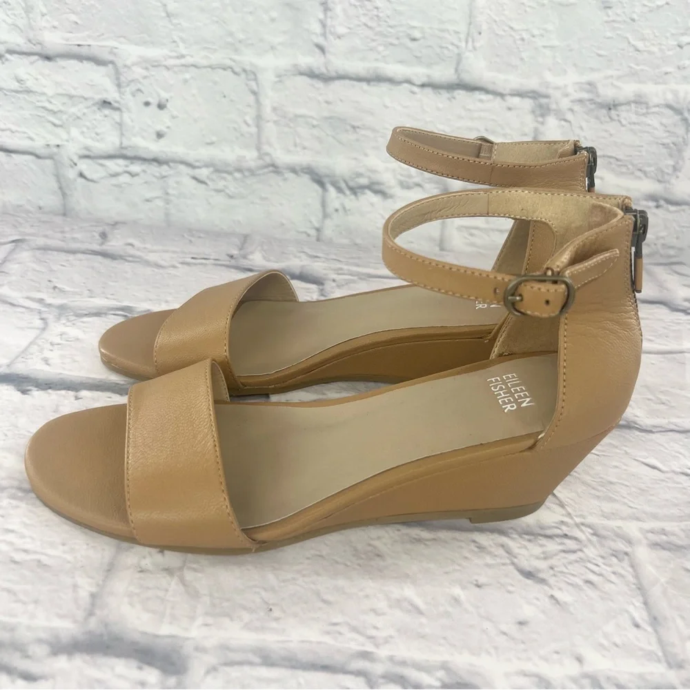 NWOT Eileen Fisher Nude Wedge Sandals